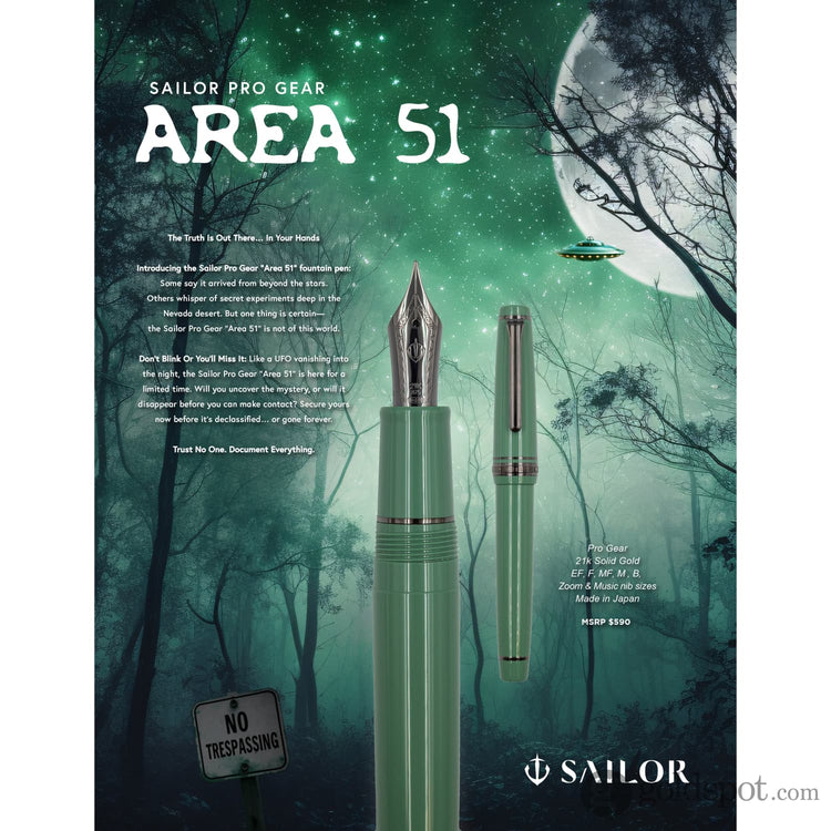 Sailor Pro Gear ’Area 51’ Regular Fountain Pen in Alien Green - 21kt Gold Fountain Pen