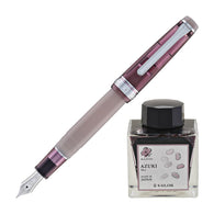 Sailor Pro Gear Slim Fountain Pen in Manyo #3 Series Red Bean - 14K Gold Nib and Azuki Bottled Ink - 50mL
