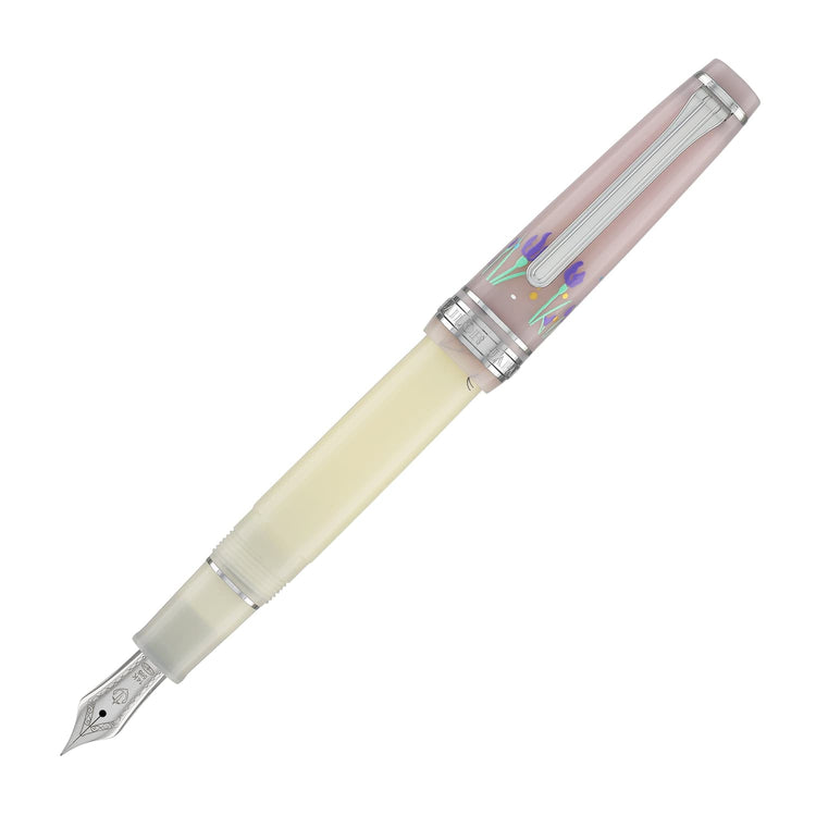 Sailor Professional Gear Slim ’Princess Raden’ Fountain Pen in Princess Shirotae with Silver Trim - 14K Gold
