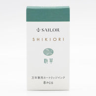 Sailor Shikiori Sound of Rain Ink Cartridge in Komakusa (Tea Green Teal) - Pack of 8