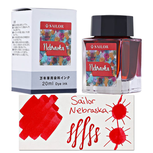 Sailor USA State Bottled Ink in Nebraska (Red) - 20 mL