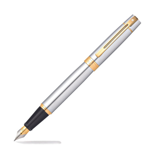 Sheaffer 300 Fountain Pen in Bright Chrome with Gold Tone
