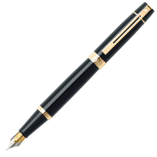 Sheaffer 300 Fountain Pen in Glossy Black with Gold Trim