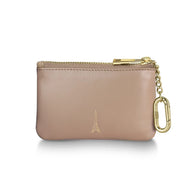 Sheaffer x Emily in Paris Genuine Leather Zipped Key Fob Pouch in Taupe