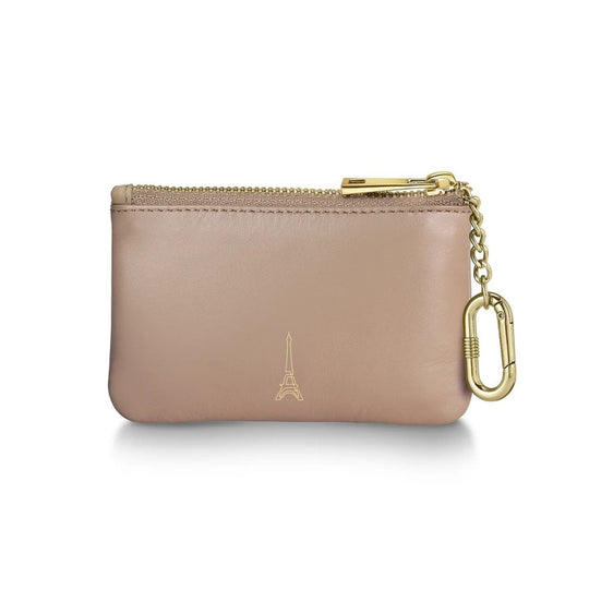 Sheaffer x Emily in Paris Genuine Leather Zipped Key Fob Pouch in Taupe
