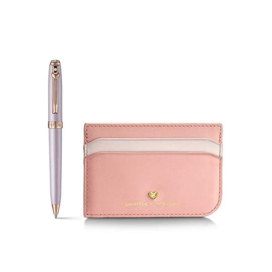 Sheaffer x Emily in Paris Prelude Mini Ballpoint Pen in Pastel Pink and Genuine Leather Credit Card Holder Set