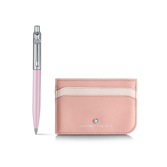 Sheaffer x Emily in Paris Sentinel Ballpoint Pen in Matte Pink and Genuine Leather Credit Card Holder Set