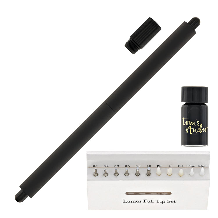 Tom’s Studio Lumos Pro Refillable Duo Tip Pen in All Black Felt Tip and Fineliner