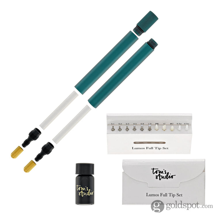 Tom’s Studio Lumos Pro Refillable Duo Tip Pen in Ivy Felt Tip and Fineliner