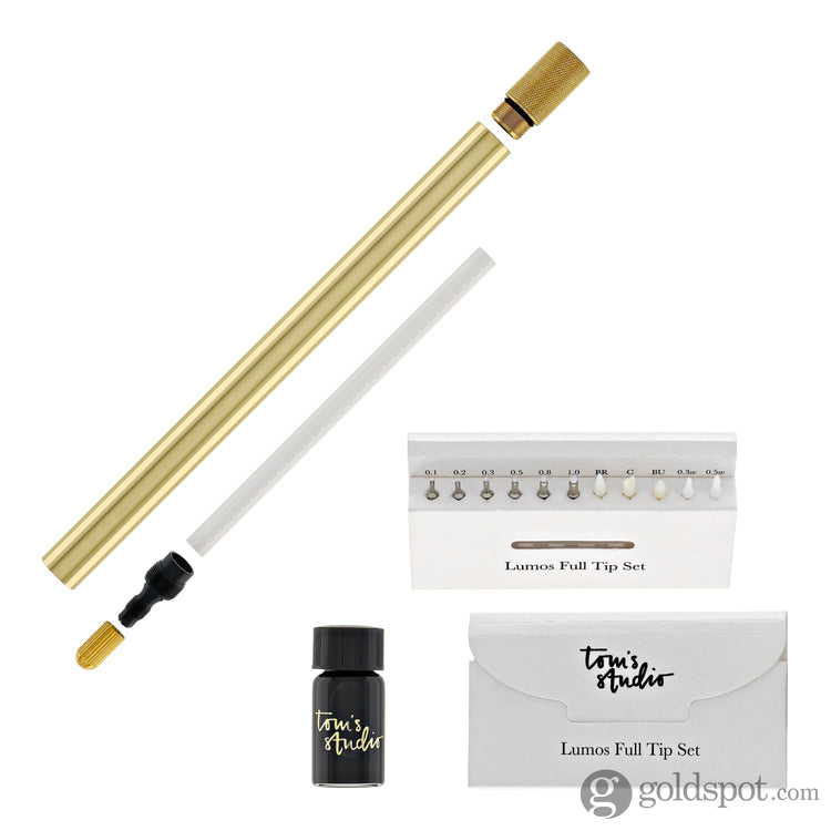 Tom’s Studio Lumos Pro Refillable Single Tip Pen in Brass - Special Edition Felt Tip and Fineliner