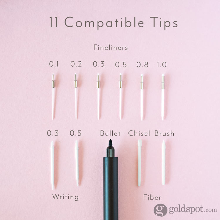 Tom’s Studio Lumos Refillable Mini Single Tip Pen in Blush Felt Tip and Fineliner