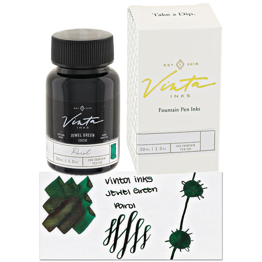 Vinta Inks Seasonal Bottled Ink in Jewel Green [Parol 1908] - 30mL
