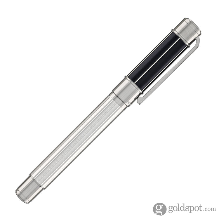 Waldmann Commander 23 Fountain Pen in Sterling Silver and Blue Lacquer 18kt Gold Nib Fountain Pen