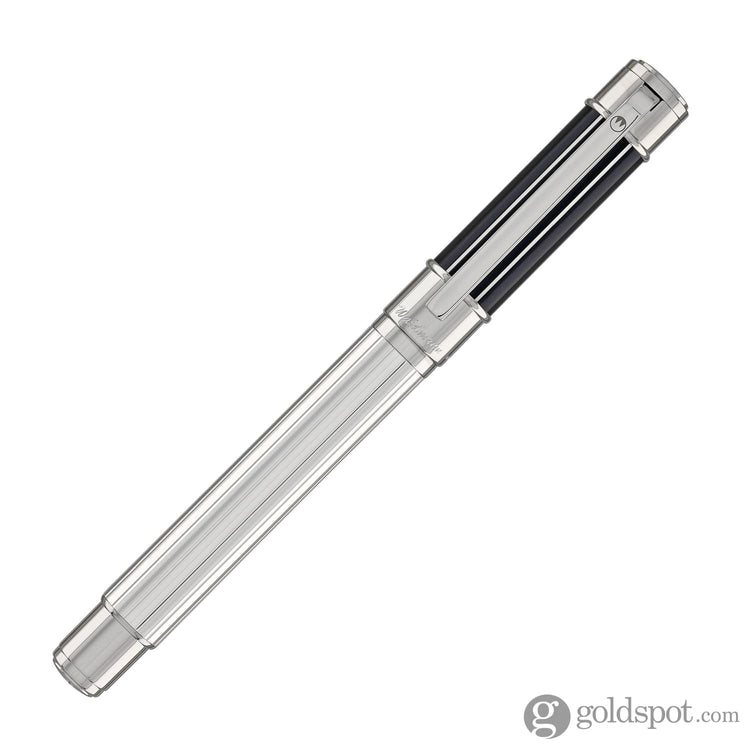 Waldmann Commander 23 Fountain Pen in Sterling Silver and Blue Lacquer 18kt Gold Nib Fountain Pen