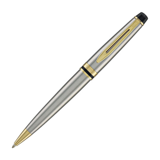 Waterman Expert Ballpoint Pen in Stainless Steel with Gold Trim