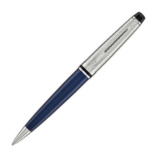 Waterman Expert Deluxe Ballpoint Pen in Metallic Blue with Chrome Trim