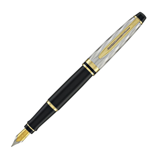 Waterman Expert Deluxe Fountain Pen Reflections of Paris in Black with Gold Trim - Medium Point
