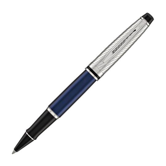 Waterman Expert Deluxe Rollerball Pen in Metallic Blue with Chrome Trim