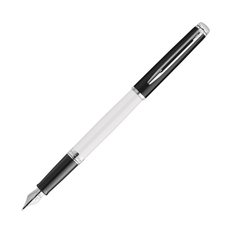 Waterman Hemisphere Color Blocking Fountain Pen in Black and White Lacquer with Chrome Trim Fountain Pen