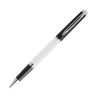 Waterman Hemisphere Color Blocking Rollerball Pen in Black and White Lacquer with Chrome Trim