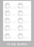 Wearingeul Ink Color Swatch Paper - 10 Ink Bottles Design Swatch Card