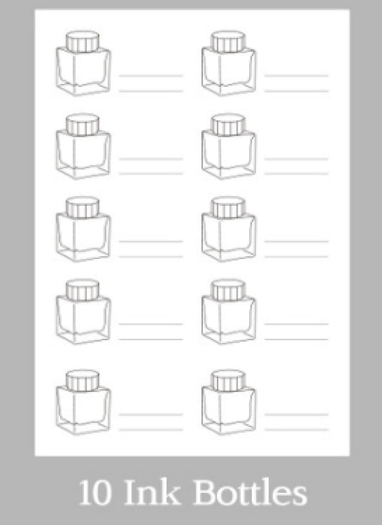 Wearingeul Ink Color Swatch Paper - 10 Ink Bottles Design