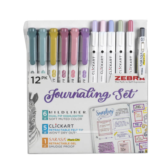 Zebra Journaling Set in Assorted Colors - Pack of 12