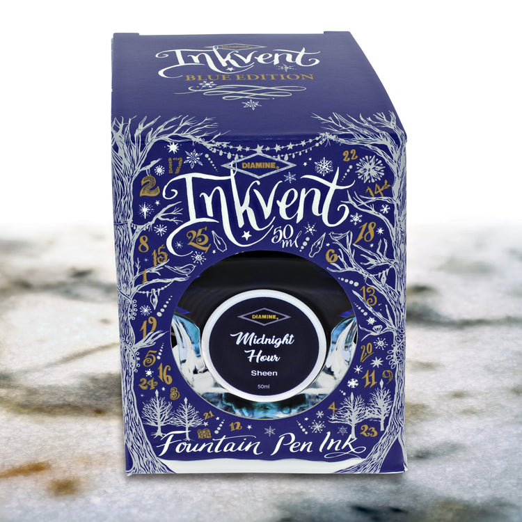 Diamine Inkvent Blue Edition Sheen Bottled Ink in Midnight Hour - 50 mL Bottled Ink
