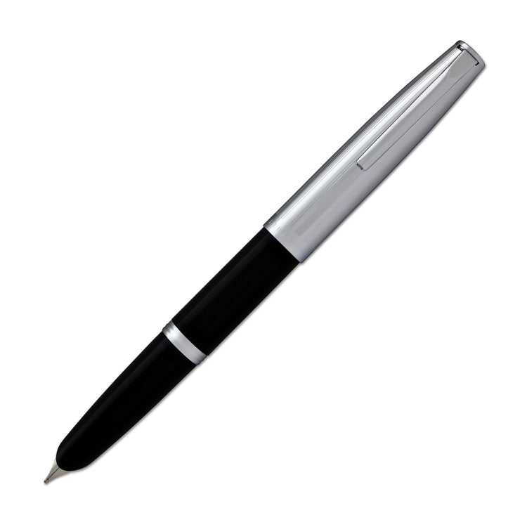 Aurora Duo Cart Fountain Pen - Black Resin With Chrome Cap Medium Point Fountain Pen