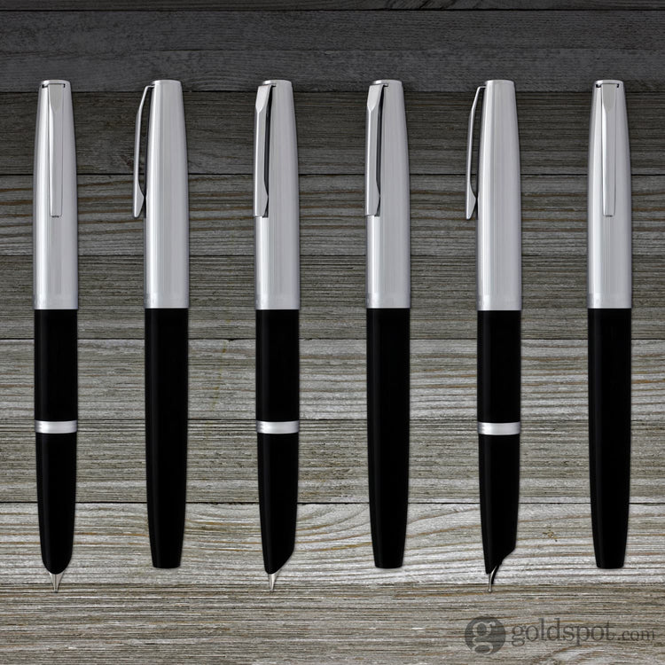 Aurora Duo Cart Fountain Pen - Black Resin With Chrome Cap Medium Point Fountain Pen