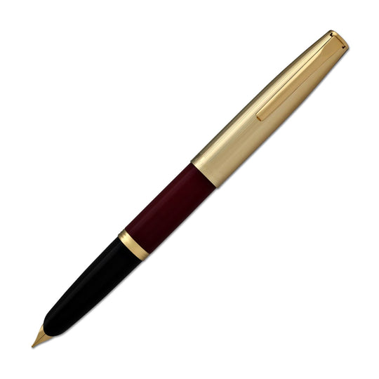 Aurora Duo Cart Fountain Pen in Bordeaux Resin with Gold Plated Cap - Medium Point