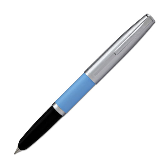 Aurora Duo Cart Fountain Pen - Light Blue Resin With Chrome Cap, Medium Point