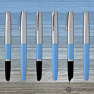 Aurora Duo Cart Fountain Pen - Light Blue Resin With Chrome Cap Medium Point Fountain Pen