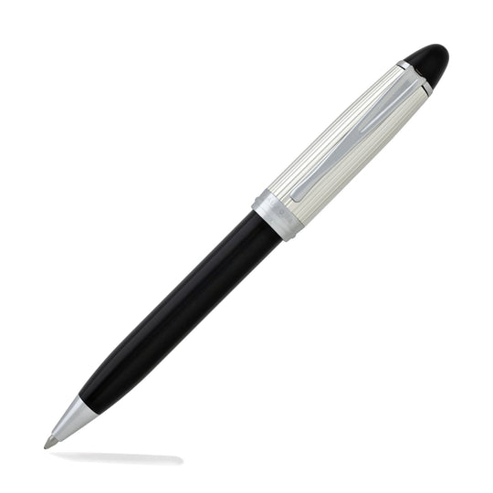 Aurora Ipsilon Silver Ballpoint Pen in Black with Sterling Silver Cap