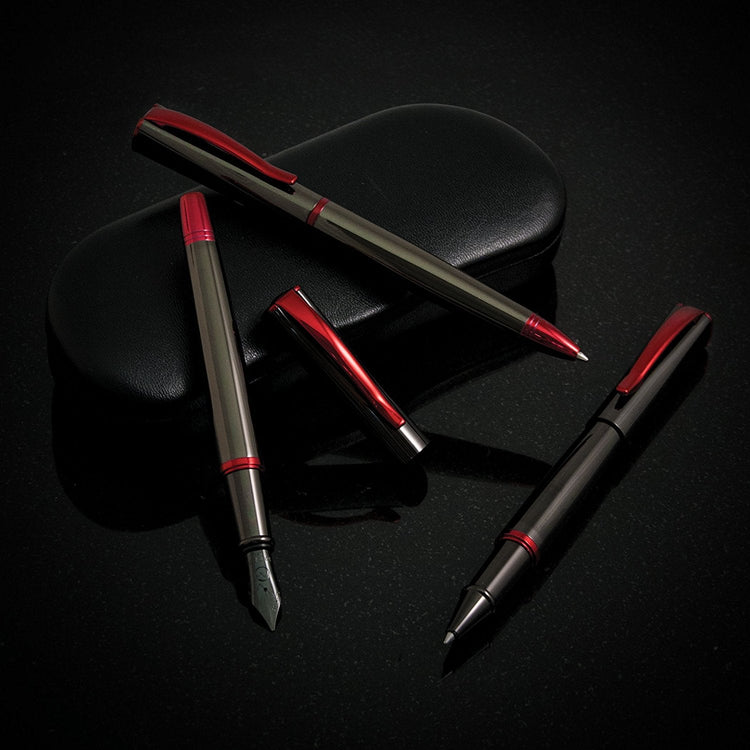 Monteverde Impressa Rollerball Pen in Gunmetal with Red Trim Rollerball Pen
