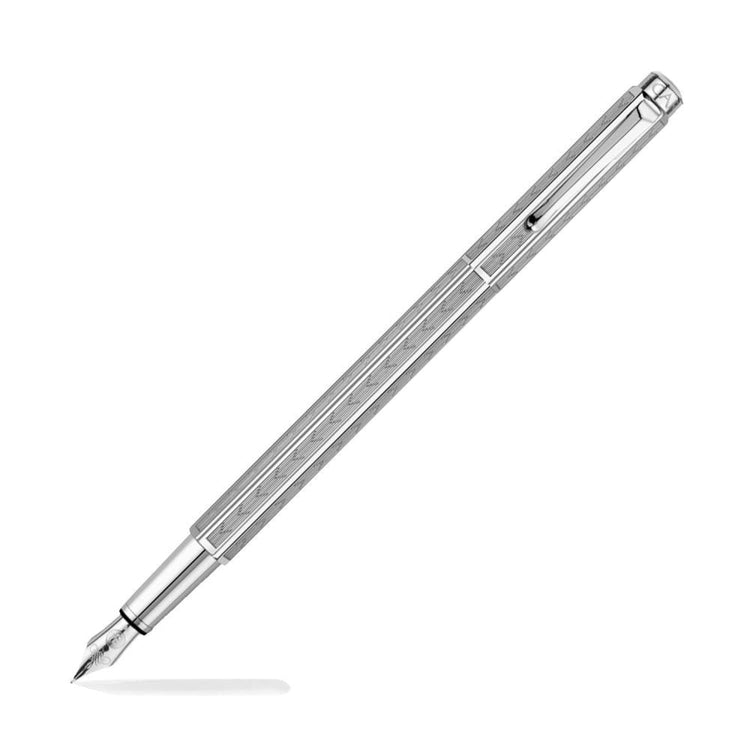 Caran Dache Ecridor Chevron Fountain Pen in Rhodium - Fine Point Fountain Pen