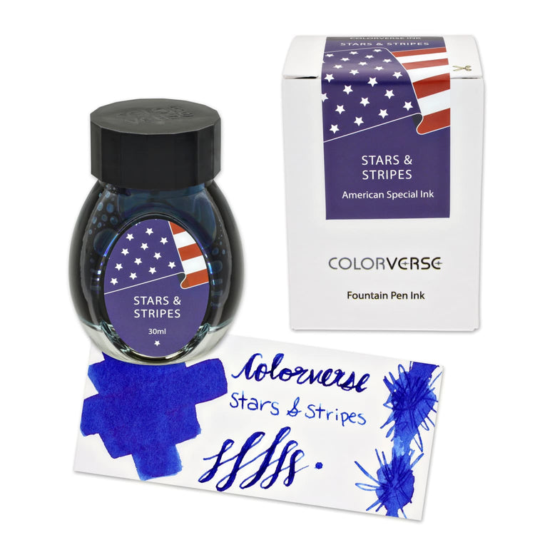 Colorverse Stars and Stripes in Blue Bottled Ink - 30mL - Special Edition Bottled Ink