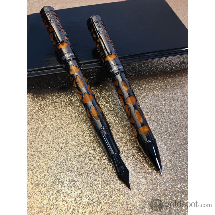 Conklin Endura Deco Crest Fountain Pen in Orange with Gunmetal Trim Fountain Pen