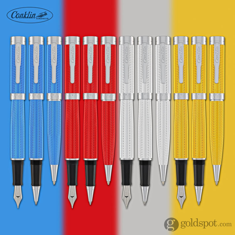 Conklin Herringbone Signature Fountain Pen in Yellow Fountain Pen