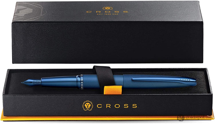 Cross ATX Fountain Pen in Sandblasted Dark Blue PVD with Etched Diamond Pattern Fountain Pen