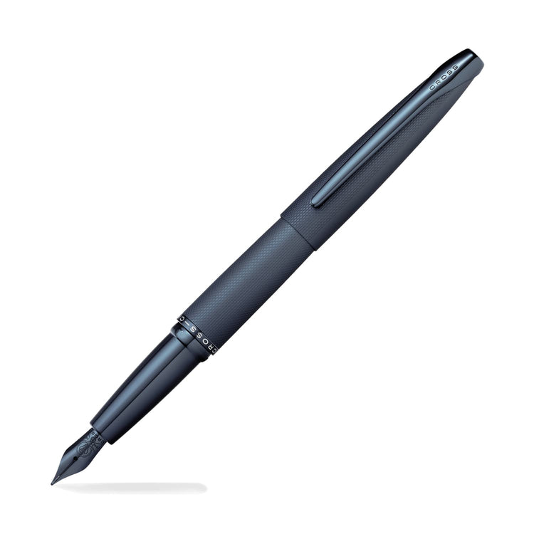 Cross ATX Fountain Pen in Sandblasted Dark Blue PVD with Etched Diamond Pattern Fountain Pen