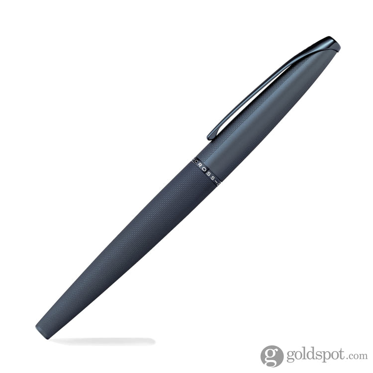 Cross ATX Fountain Pen in Sandblasted Dark Blue PVD with Etched Diamond Pattern Fountain Pen