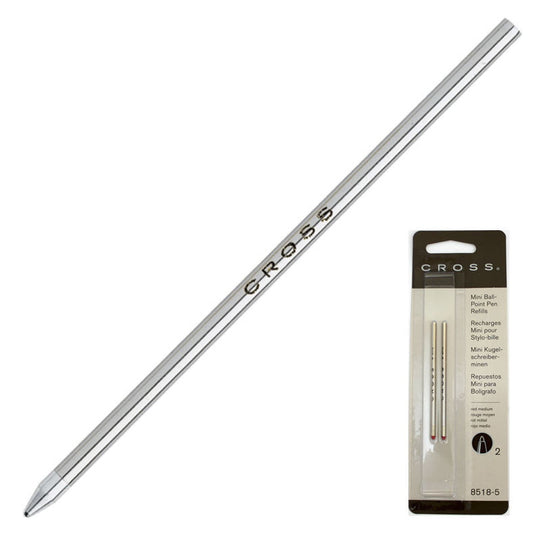 Cross Micro D1 Ballpoint Pen Refill in Red - Dual Pack - Medium Point