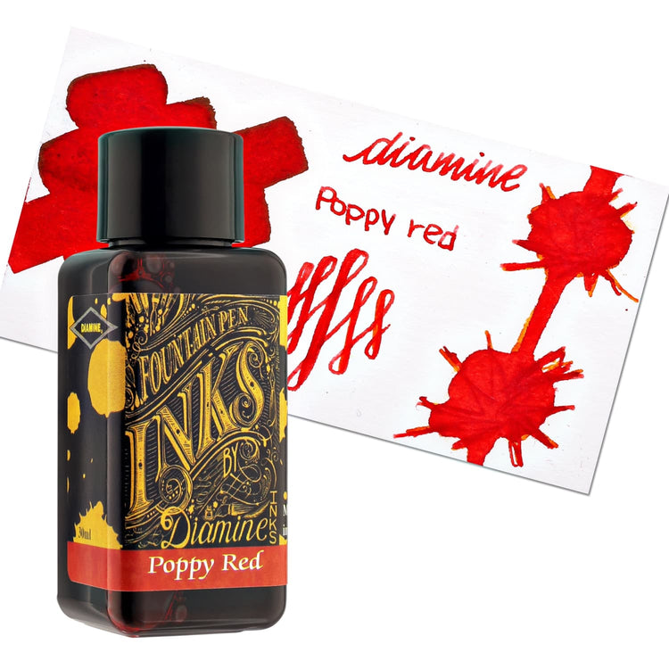 Diamine Bottled Ink in Poppy Red Bottled Ink