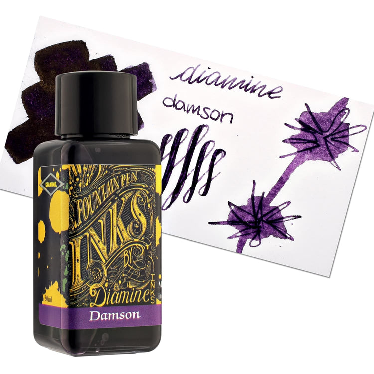 Diamine Classic Bottled Ink in Damson Dark Lilac Ink Bottled Ink