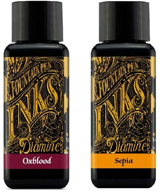 Diamine Fountain Pen Ink 30ml - Oxblood & Sepia - 2 Pack