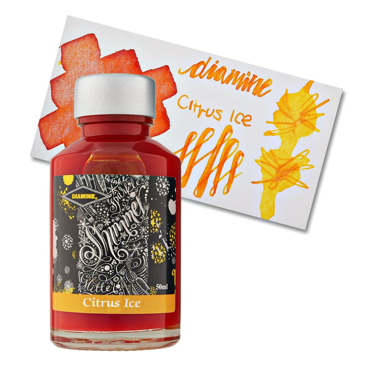 Diamine Shimmer Bottled Ink in Citrus Ice Yellow - 50 mL Bottled Ink