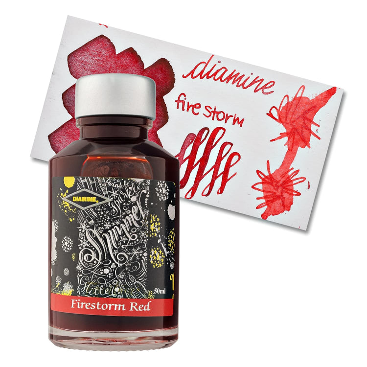 Diamine Shimmer Bottled Ink in Firestorm Red - 50 mL Bottled Ink