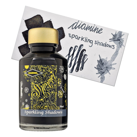 Diamine Shimmer Bottled Ink in Sparkling Shadows (Silver) - 50 mL