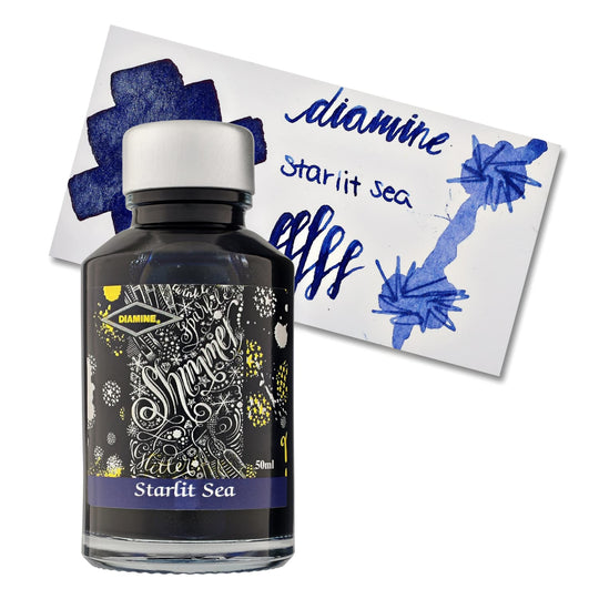 Diamine Shimmer Bottled Ink in Starlit Sea Silver - 50 mL